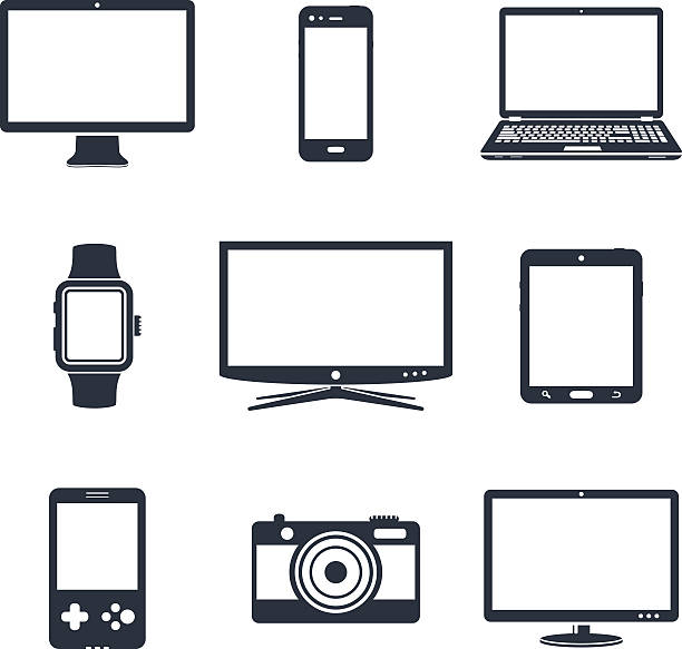 Electronic device icons Set of electronic device icons. Vector illustration. television industry photos stock illustrations