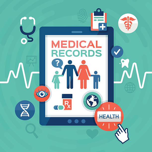 stockillustraties, clipart, cartoons en iconen met electronic medical records - medische status