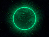 Electrowave Popwave Fluorecent Neon Circle in Darksynth Spacewave Jungle Background