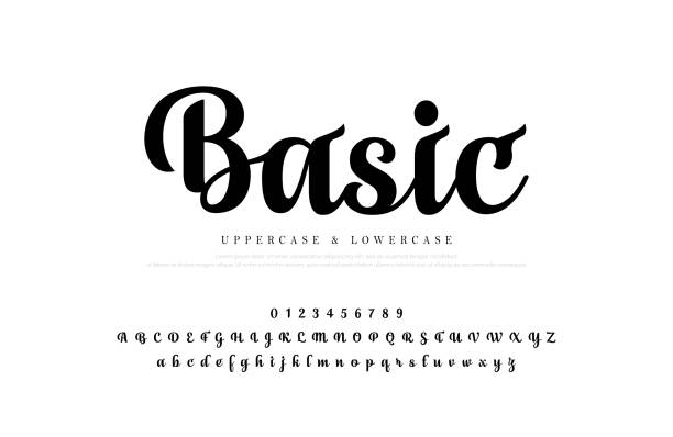 Elegant alphabet letters set. Classic Custom Lettering Designs for logo, Poster, Invitation, etc. Typography font classic style, regular number. vector illustrator  calligraphy stock illustrations