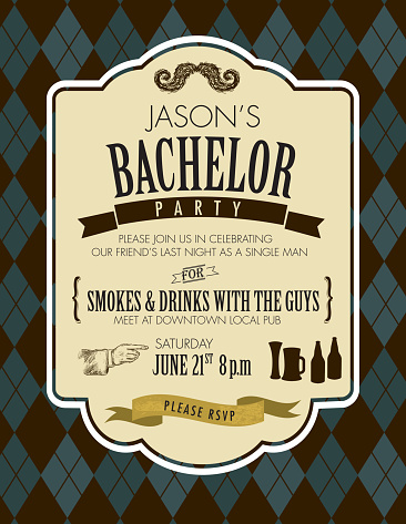 bachelor invitation template elegant illustration vector
