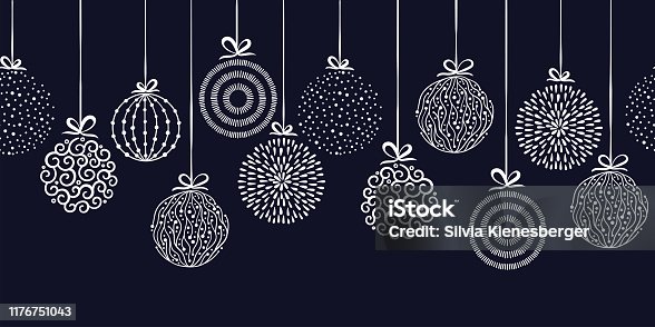 istock Elegant Christmas baubles seamless pattern, hand drawn balls - great for textiles, wallpapers, invitations, banners - vector surface design 1176751043