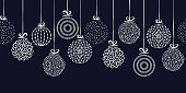 Elegant Christmas baubles seamless pattern, hand drawn balls - great for textiles, wallpapers, invitations, banners - vector surface design
