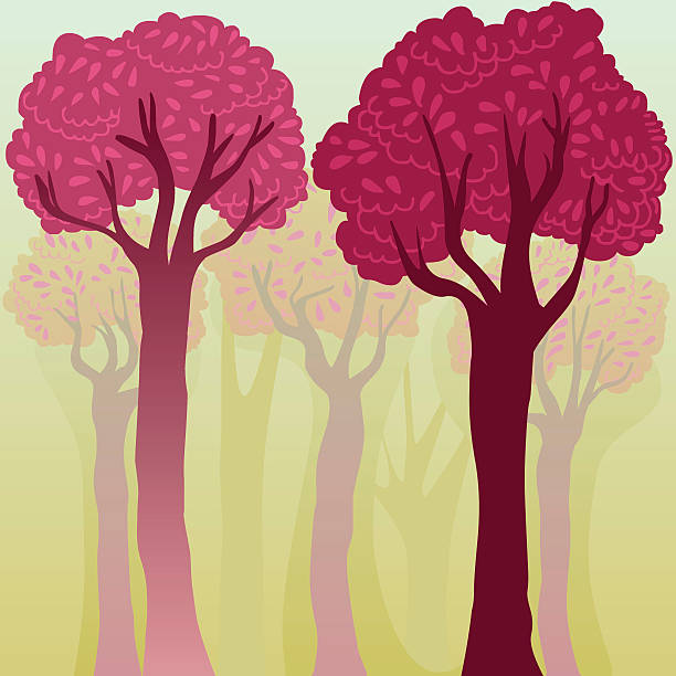 elegant colorful background with trees vector art illustration