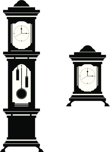 Elegant Grandfather & Carriage Clock Silhouettes