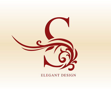 Elegant Letter S. Floral pattern. Refined lines. Vintage Art Logo Template. Creative Design. Emblem for Business Card, Badge, Label, Boutique Brand, Hotel, Restaurant, Heraldic. Vector Illustration
