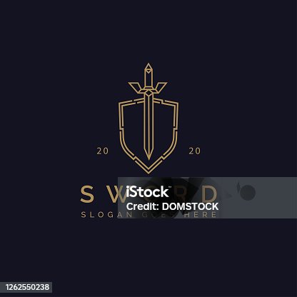 istock Elegant sword and shield icon vector template 1262550238