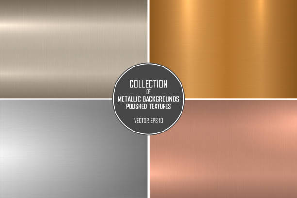 Elegant vector collection of polished metallic smooth textures. Color gradient iron backgrounds. Shiny brushed design Elegant vector collection of polished metallic smooth textures. Color gradient iron backgrounds. Shiny brushed design. rose gold background stock illustrations