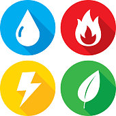 Vector illustration of a set of multi-colored element icons in flat style.