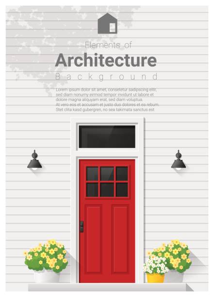 アーキテクチャ、フロントドアの背景、ベクトル、図の要素 - 玄関のドア点のイラスト素材／クリップアート素材／マンガ素材／アイコン素材