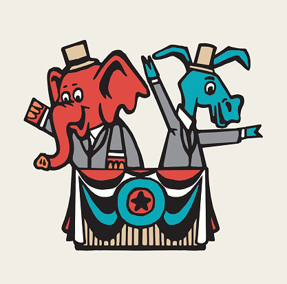 Elephant and Donkey Political Candidates