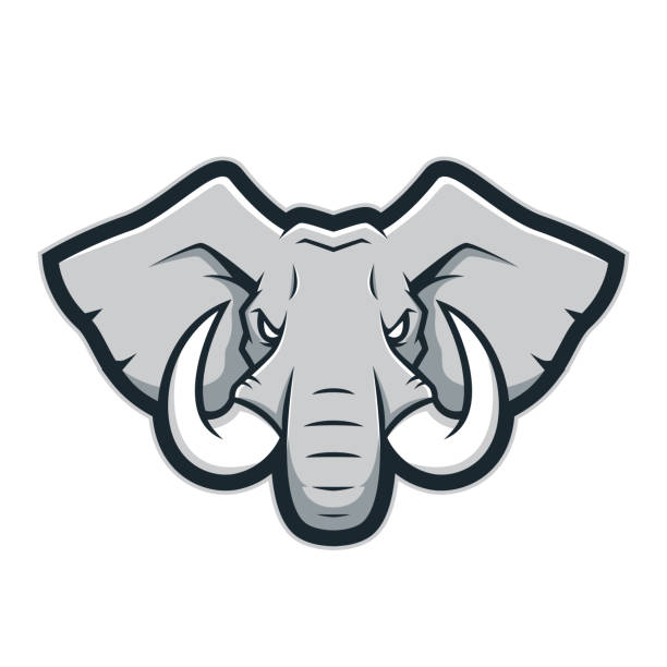 Elephant head mascot Clipart picture of an elephant head cartoon mascot character mastodon animal stock illustrations