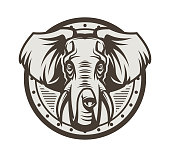 istock Elephant head on shield 986247398