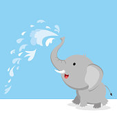 Vector illustration of an elephant spray water with trunk