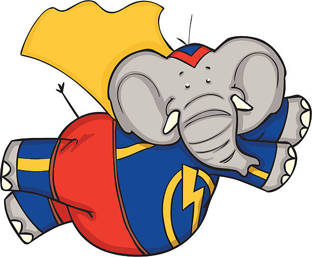 Elephant Superhero vector art illustration