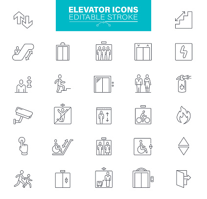Social Distancing, outline icon set