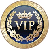 VIP elite award medal with a crown and a laurel.