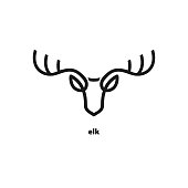 Deer head icon isolated on white background. Vector illustration.