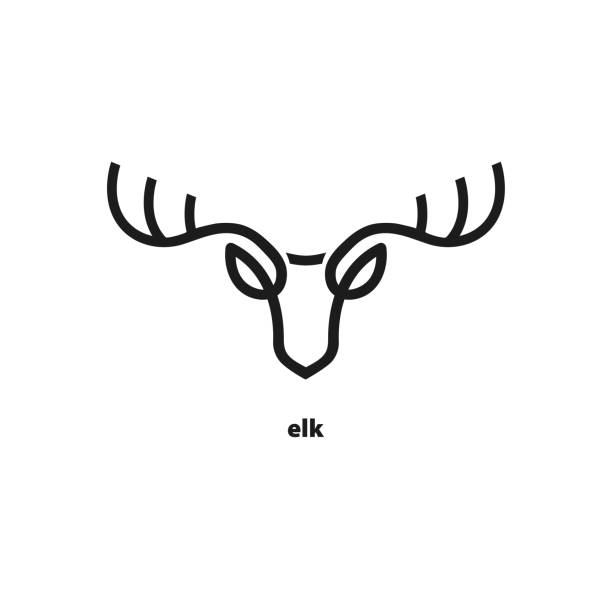 Elk head line icon. Deer head icon isolated on white background. Vector illustration. moose stock illustrations