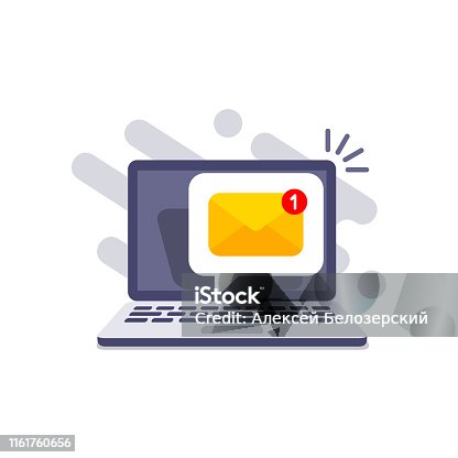 istock Email message on screen in laptop. 1161760656