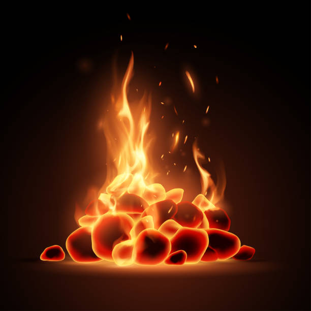 炎の残り火 - 焚き火点のイラスト素材／クリップアート素材／マンガ素材／アイコン素材
