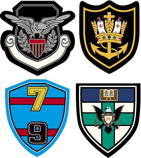 emblem badge design emblem badge design animal's crest stock illustrations