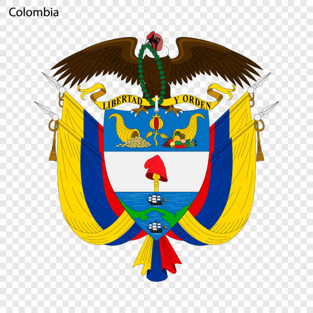 stockillustraties, clipart, cartoons en iconen met embleem van colombia. - colombia land