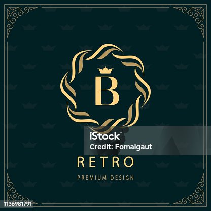 istock Emblem of the Weaving Circle. Letter B. Monogram Graceful Template. Simple Logo Design for Luxury Crest, Royalty, Business Card, Boutique, Hotel, Heraldic. Calligraphic Vintage Border. Vector 1136981791