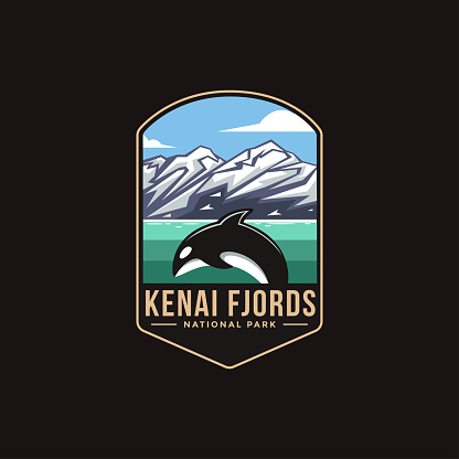 Emblem patch vector illustration of Kenai Fjords National Park Emblem patch vector illustration on dark background