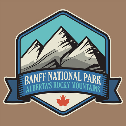 Abstract stamp or emblem with the name of Banff National Park, Alberta, Canada, vector illustration