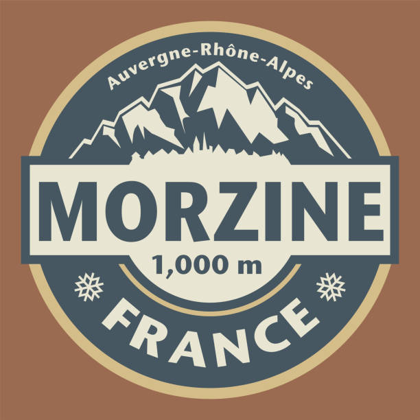 ilustrações de stock, clip art, desenhos animados e ícones de emblem with the name of morzine, france - mont blanc