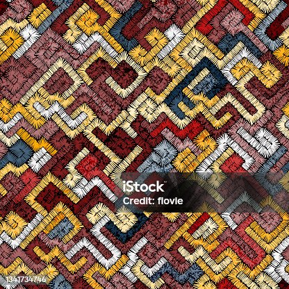istock Embroidery - seamless ornament. 1341734746