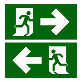 istock Emergency exit left , Emergency exit right , escape route signs , vector illustration 1185405790
