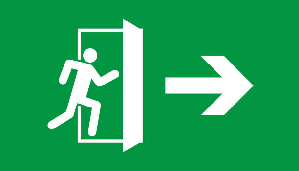 Emergency Fire Exit Sign Sticker after Fluro Rescue Characters 