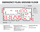 istock Emergency plan or egress plan for building ground floor 1356698877