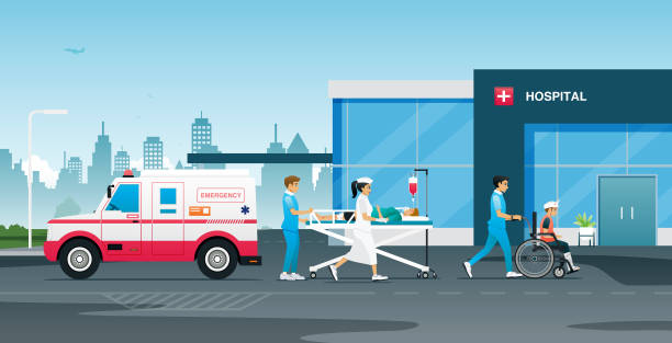 Emergency team Emergency teams and nurses rushed the accident victims to the hospital. safe move stock illustrations