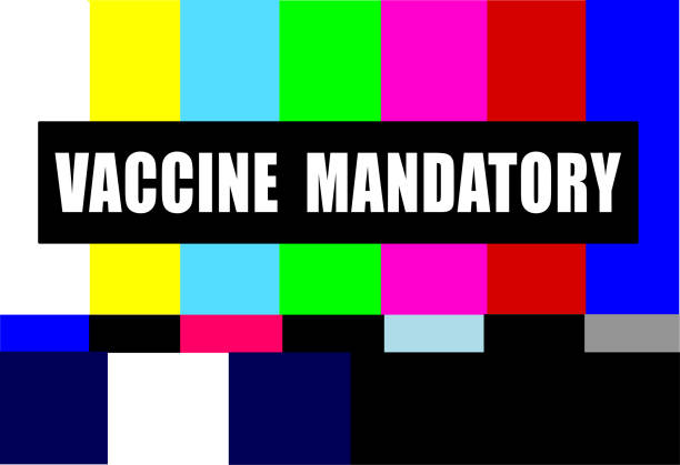 Emergency Test pattern Retro television test pattern with vaccine mandatory emergency message vaccine mandate stock illustrations