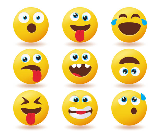 Emoji emoticons reaction vector set. Emoticons icon characters with funny and weird smileys collection isolated in white background for emojis facial expression design. Emoji emoticons reaction vector set. Emoticons icon characters with funny and weird smileys collection isolated in white background for emojis facial expression design. Vector illustration. stick out tongue emoji stock illustrations