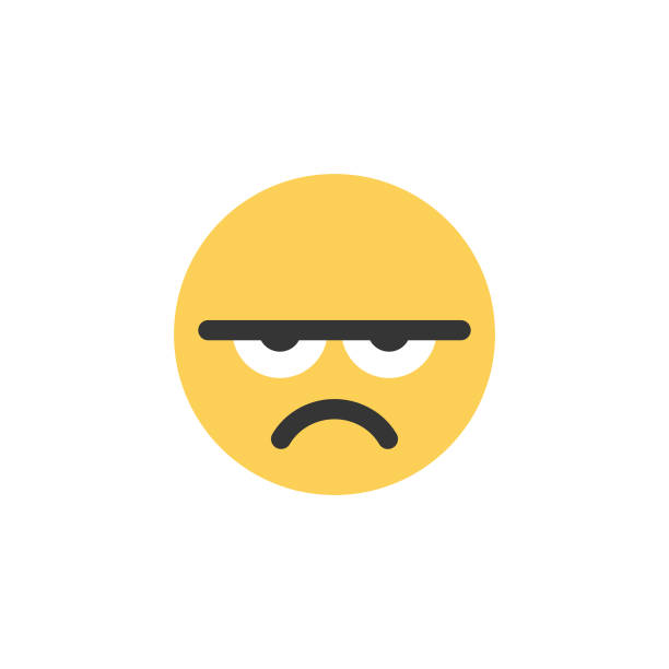 illustrazioni stock, clip art, cartoni animati e icone di tendenza di emoticon ritaglia design colori piatti simpatico espressione facciale - angst emoji