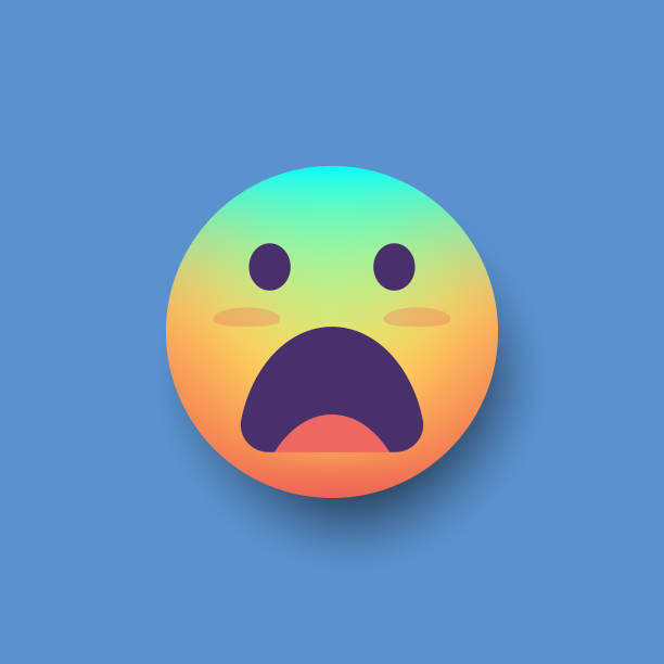 illustrazioni stock, clip art, cartoni animati e icone di tendenza di effetto ombreggiatura sfondo colore elemento di progettazione emoticon - angst emoji