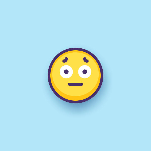 illustrazioni stock, clip art, cartoni animati e icone di tendenza di emoticon design flat line art e sfondo colore - angst emoji