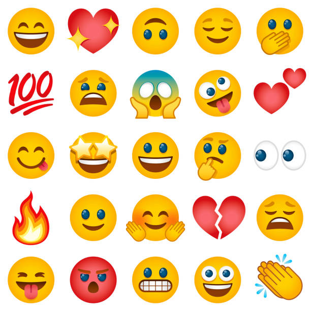 набор значков эмотиконов - emoji stock illustrations