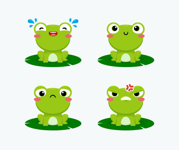 emoticon set of the cute green frog .Vector Illustration emoticon set of the cute green frog .Vector Illustration cute frog stock illustrations