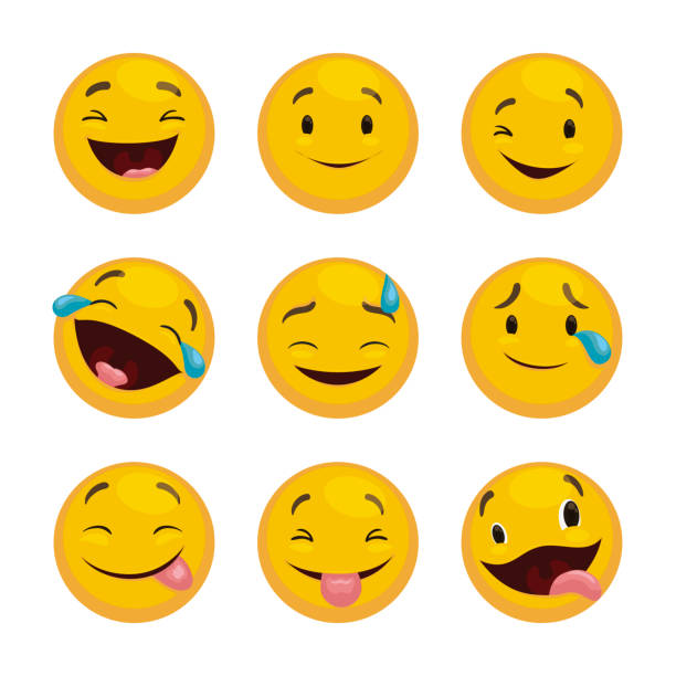 illustrazioni stock, clip art, cartoni animati e icone di tendenza di emoticon pronto ad esprimere felicità, risata e gioia - angst emoji