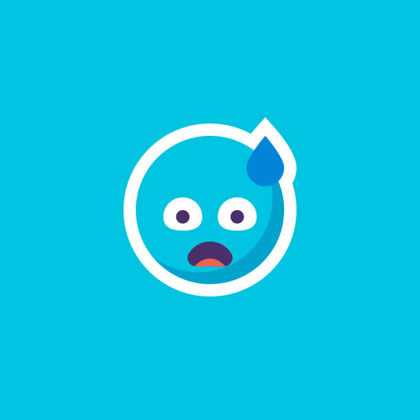 illustrazioni stock, clip art, cartoni animati e icone di tendenza di adesivo emoticon su design piatto blackground blu - angst emoji