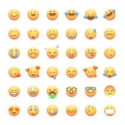 Emoticons collection cute and soft color gradients