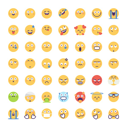 Emoticons collection flat colors