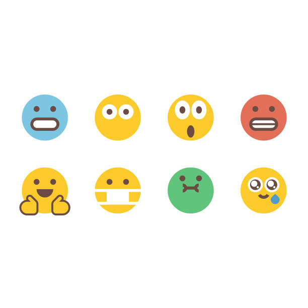 illustrazioni stock, clip art, cartoni animati e icone di tendenza di emozioni essenziali delle emoticon - angst emoji