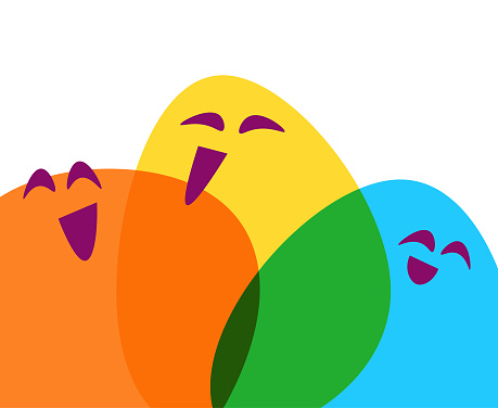 Vector illustration of a set of emoticons for mental health and wellbeing. Cut out design element on a transparent background on the vector file with global colors.