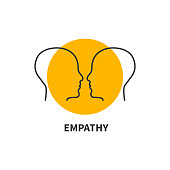 Emotional intelligence icon. Two male profiles. Empathy symbol. Psychology concept. Interaction sign.